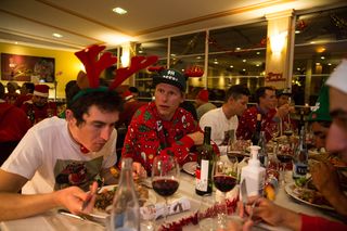 Geraint Thomas went with the reindeer antlers