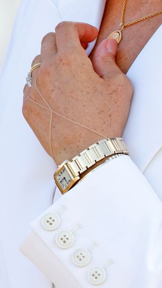 Meghan Markle wears Princess Diana's jelwelry: Duchess of Sussex (jewellery detail) attends an Invictus Games Friends and Family reception hosted by the City of The Hague and the Dutch Ministry of Defence at Zuiderpark on April 15, 2022 in The Hague, Netherlands.