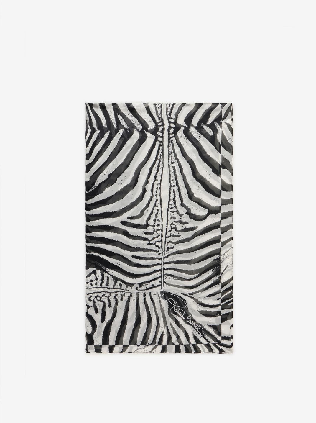 Roberto Cavalli, Silk Scarf With White Tigress Print