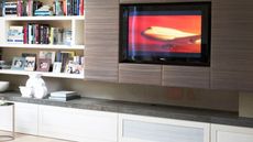 living room with tv unit and book shelf