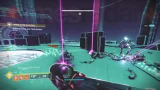 Destiny 2 Vexcalibur Exotic Glaive quest Avalon mission Data Nullifier boss fight pink data fragments