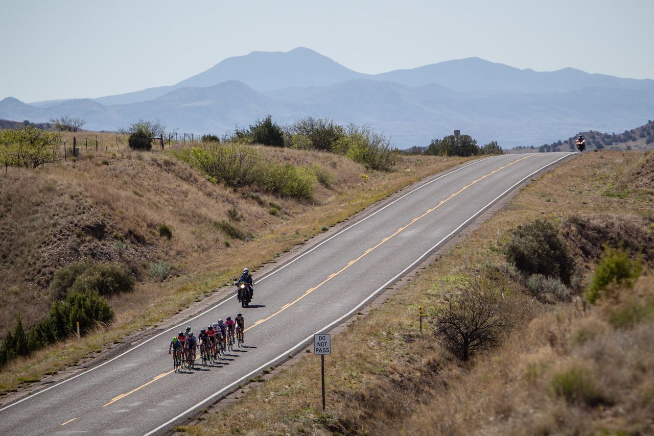 The women's break riding through today's rally hills