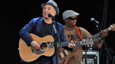 Paul Simon performs the album 'Graceland' live on stage during the third day of Hard Rock Calling at Hyde Park on July 15, 2012 in London, England.