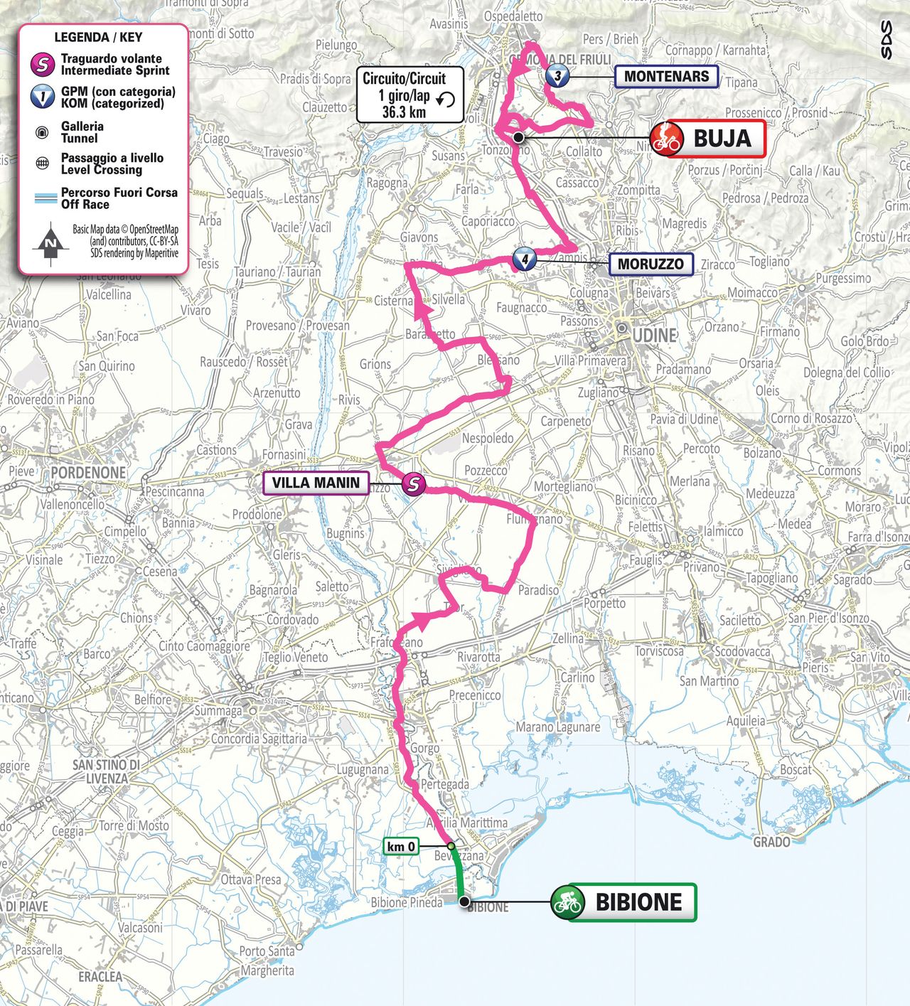 Map of stage 3 of the 2026 Giro d'Italia Women