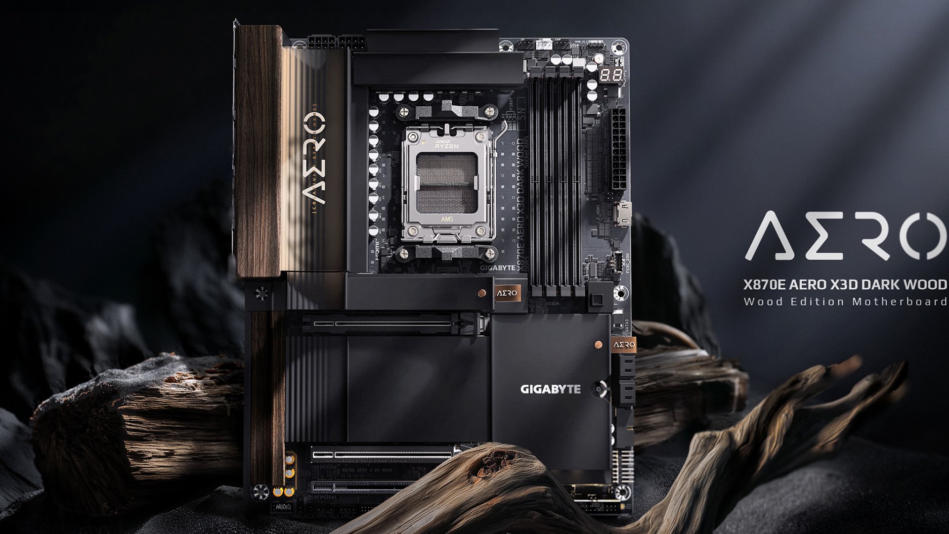 Gigabyte X870E AERO X3D DARK WOOD motherboard