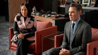 Greta Lee and Billy Crudup in 'The Morning Show'.