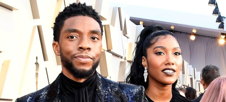 hadwick Boseman and Taylor Simone Ledward attend the 91st Annual Academy Awards