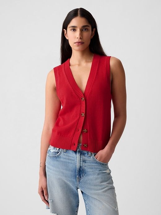 Linen-Blend Sweater Vest