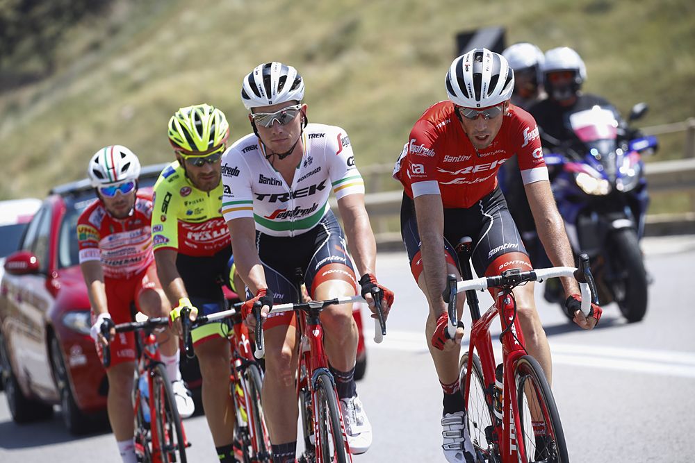 Trek-Segafredo riders Ryan Mullen and Laurent Didier in the breakaway at stage 5 at the Giro d'Italia