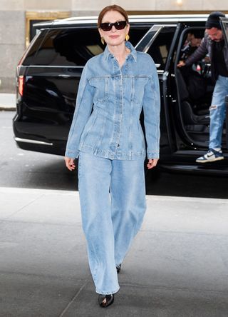 Julianne Moore wearing double denim