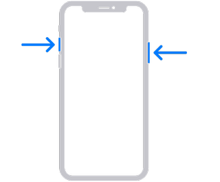 A diagram showing how to take a screenshot on an iPhone
