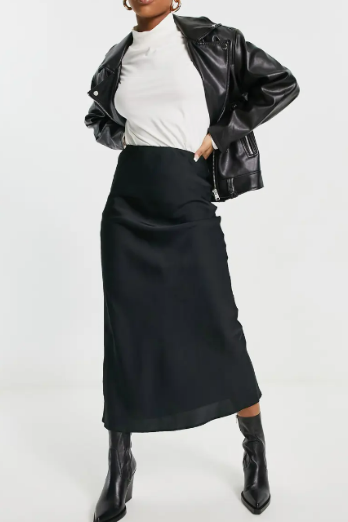 ASOS DESIGN Bias Cut Satin Midi Skirt