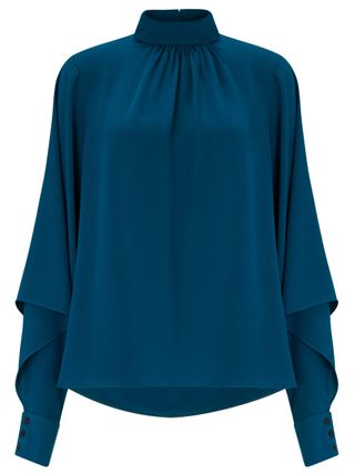 High neck bishop sleeve blouse, £18, F&F