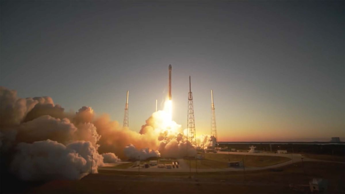 A Falcon 9 rocket lifts off on Feb. 11, 2015 carrying a NOAA satellite