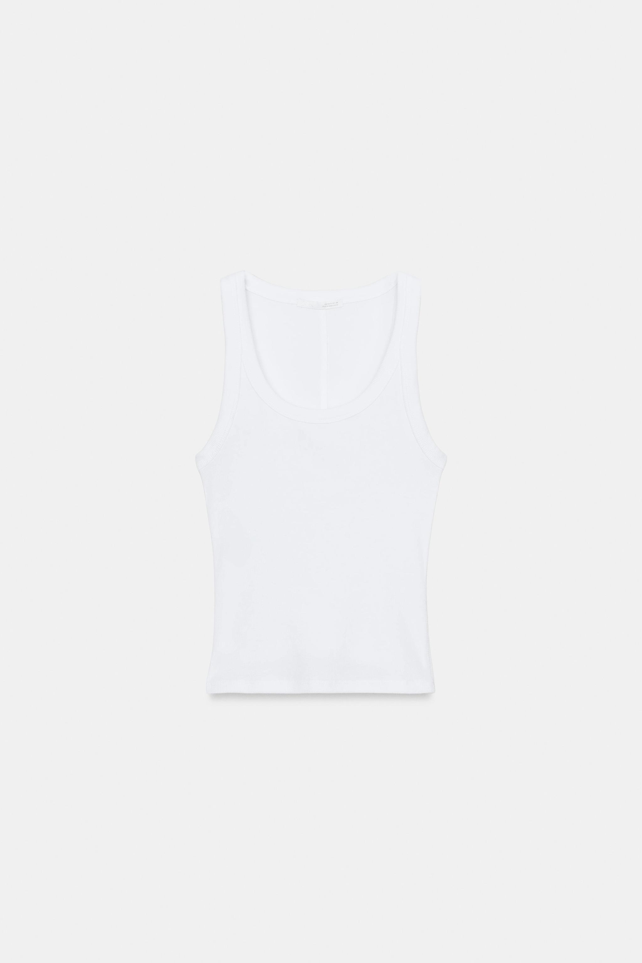 Ribbed Sleeveless Top - White - S