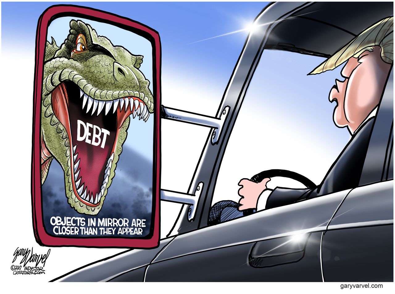 Political cartoon U.S. Trump debt