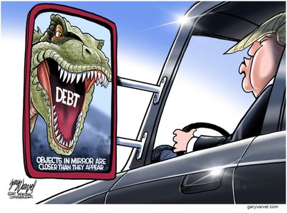 Political cartoon U.S. Trump debt