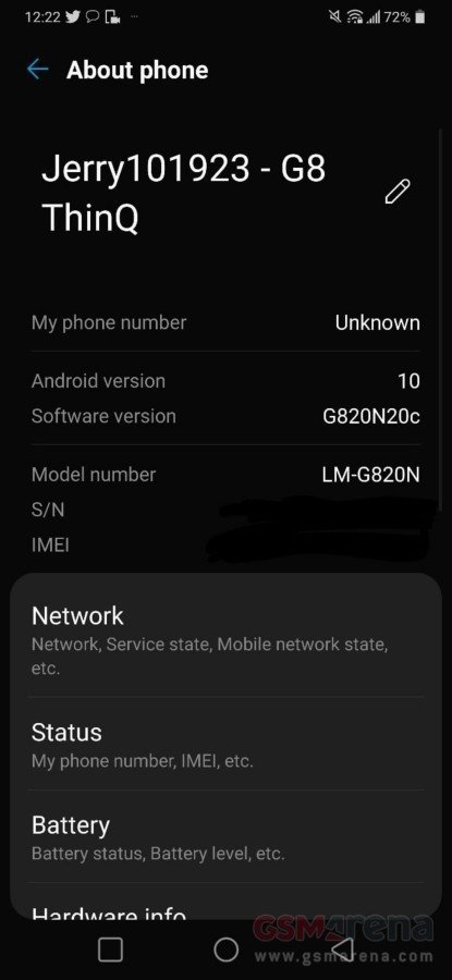 LG G8 Android 10 Update
