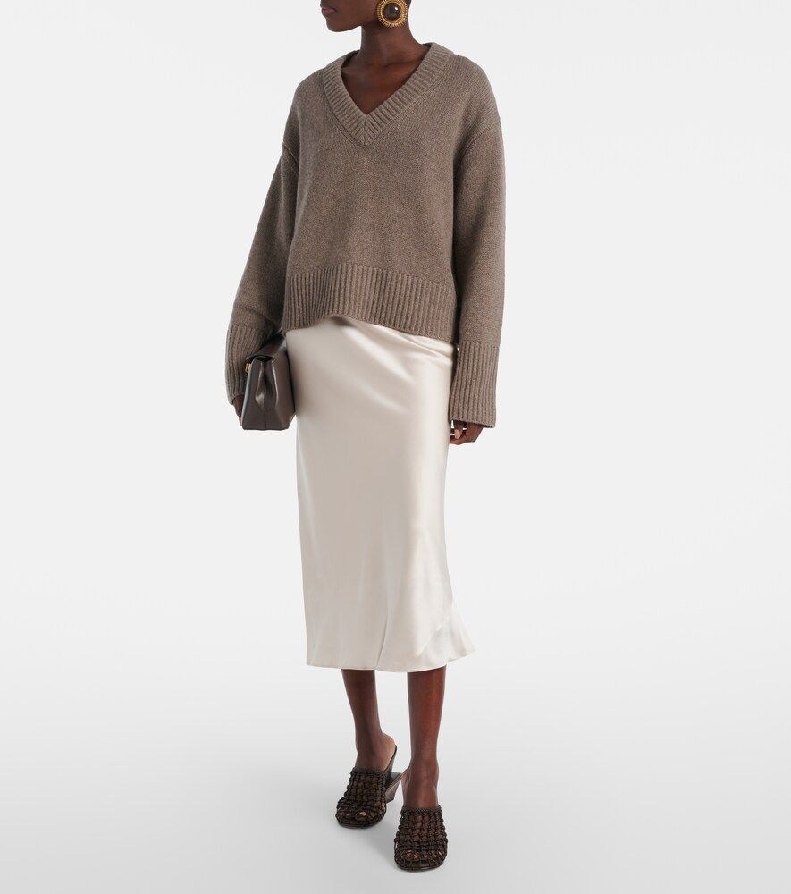 Sense of Shine Silk Satin Midi Skirt