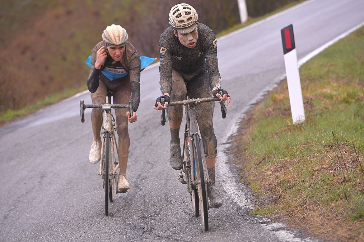 Wout van Aert with Romain Bardet off the front