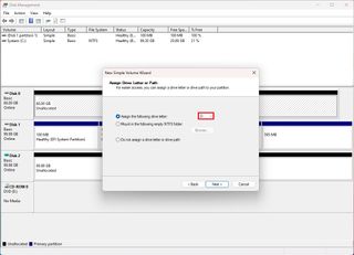 Assign the following drive letter