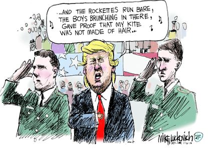 Political cartoon U.S. Trump national anthem