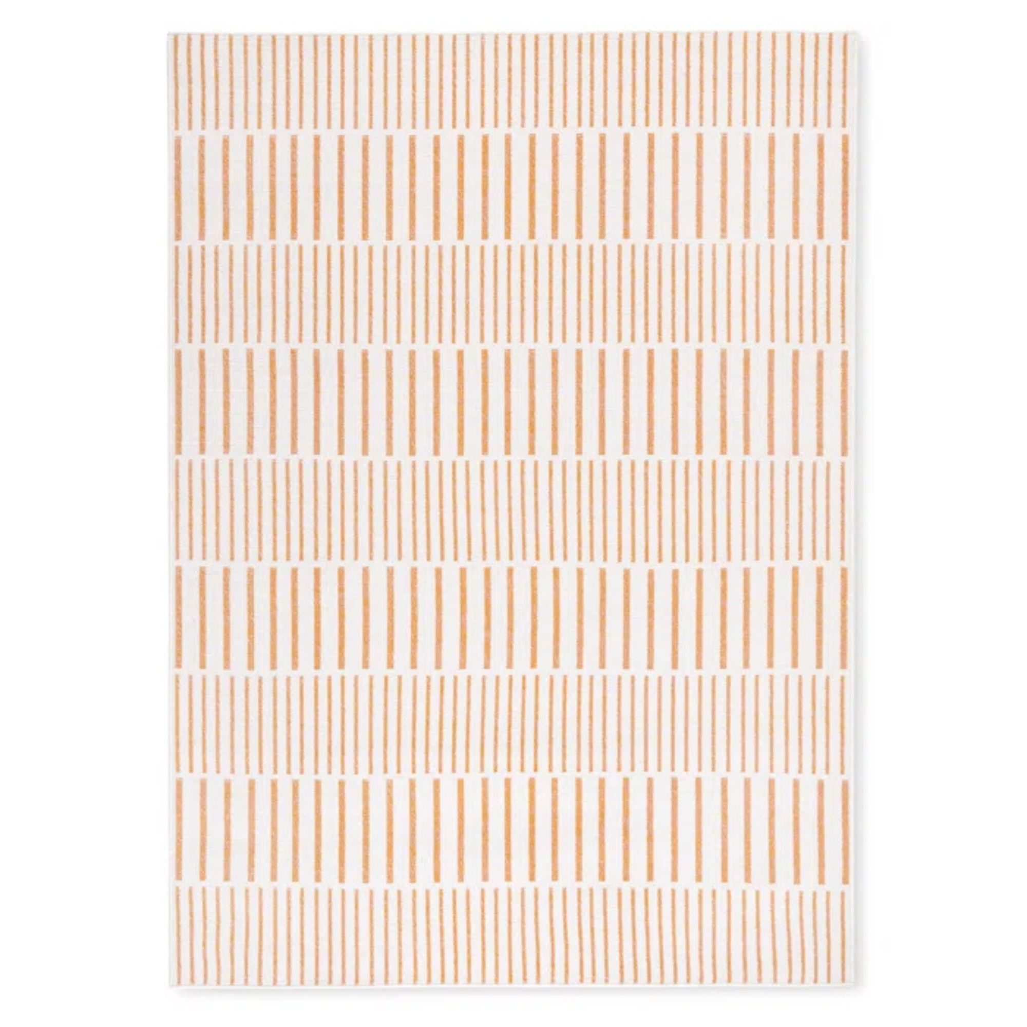 TOMMY BAHAMA Poolside Offset Stripe Indoor Outdoor Area Rug Ivory/Orange