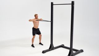 man doing a face pull exercise