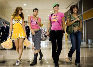Mary Elizabeth Winstead (Lee), Rosario Dawson (Abernathy), Zoe Bell (Zoe) and Tracie Thomas (Kim) star in Quentin Tarantino's Death Proof.