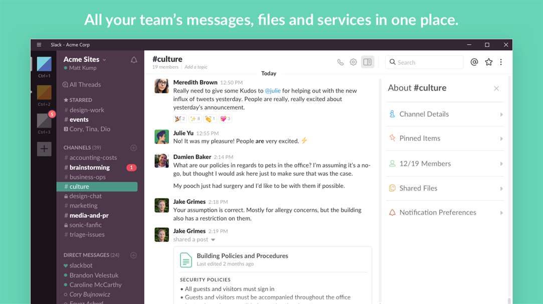 Slack screen