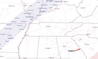 A map on the April 8 eclipse path and where Augusta is