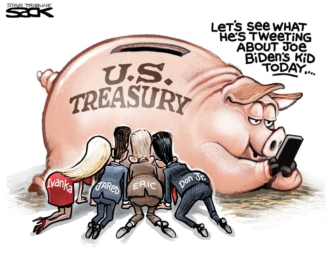 Political Cartoon U.S. Biden Trump Tweets Treasury