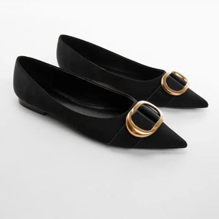 Mango flats with gold buckle 