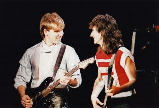 Alex Lifeson and Geddy Lee of Rush onstage at Wembley Arena, London, on May 20th, 1983