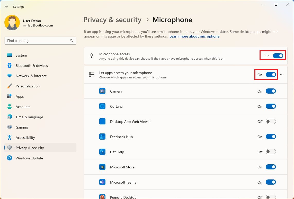 Windows 11 enable microphone access