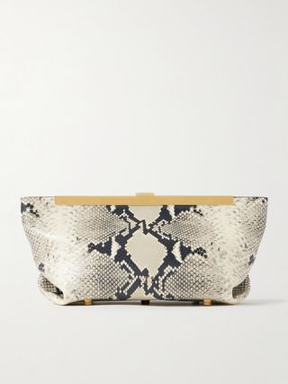 Aimee Snake-Effect Leather Clutch