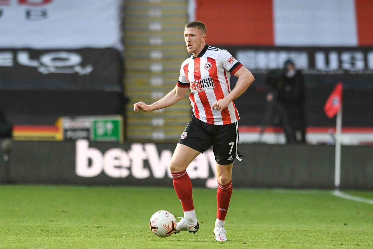 John Lundstram playing for Sheffield United in 2020