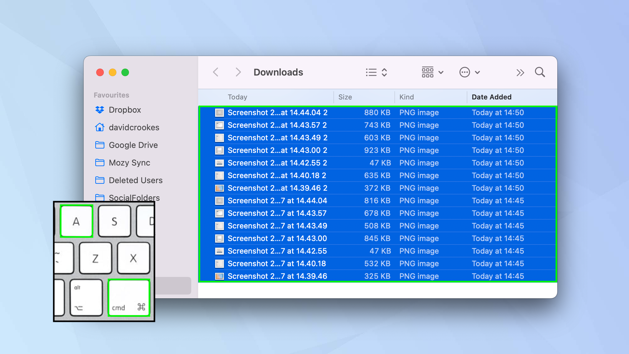 Как выбрать несколько файлов на Mac