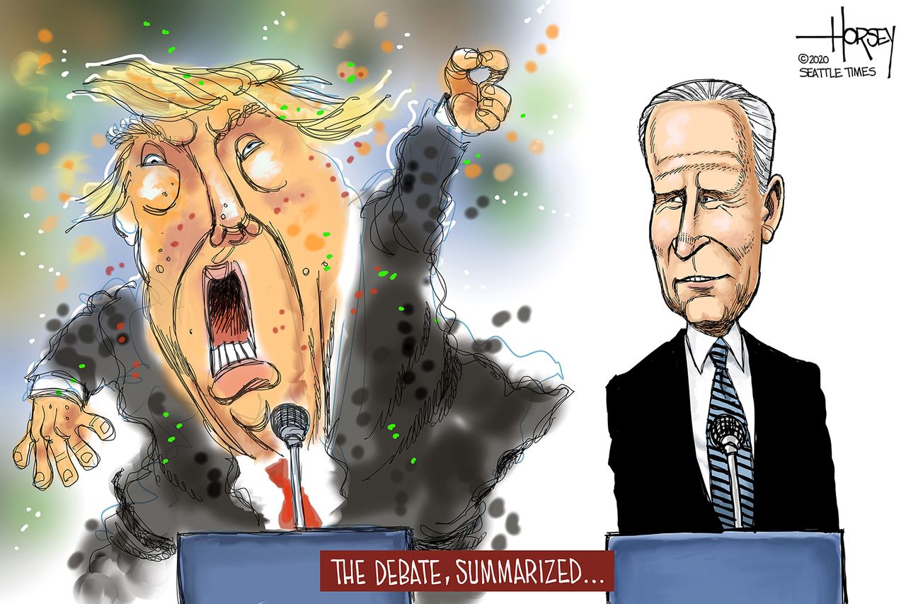 Political Cartoon U.S. Trump Biden debate