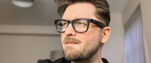 Man wearing black Ray-Ban Meta Smart Glasses