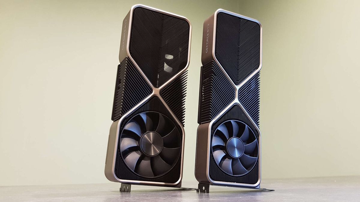 RTX 3090 stood next to an RTX 3080 graphics card