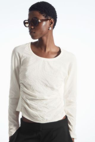 Silk-Panelled Scoop-Neck Top