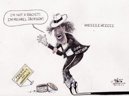 Political Cartoon U.S. Ralph Northam Racism Michael Jackson