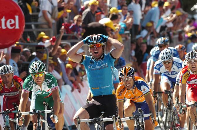 Cavendish in the early days of Tour de France stage wins. He will start 2013's Tour as the record holder for most bunch sprint wins with 23.