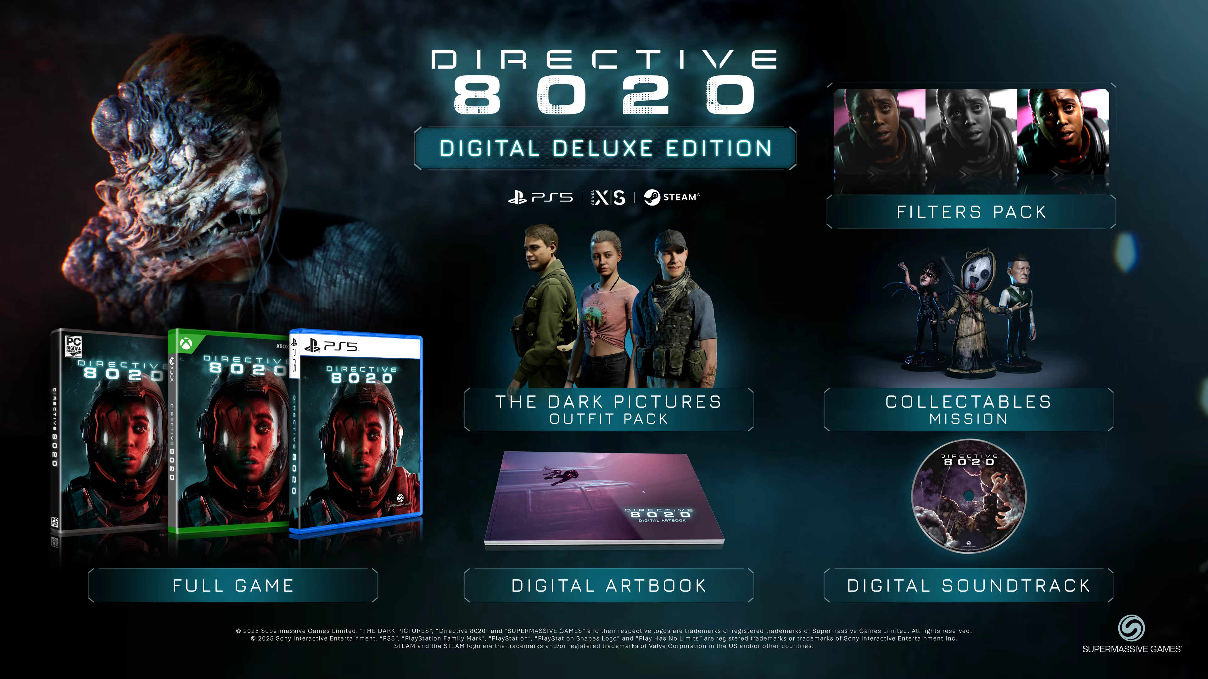 A pre-order graphic showing the Directive 8020 digital deluxe edition bonuses.