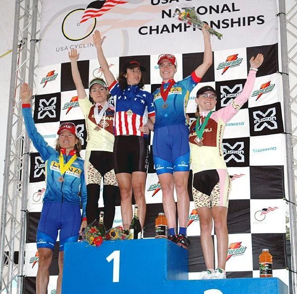Women's cross country podium (left to right):