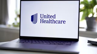 Laptop showing logo of UnitedHealth Group, parent company of Change Healthcare