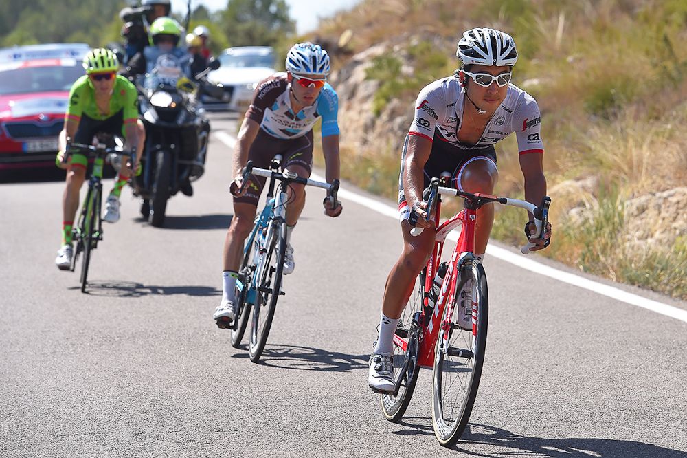 Fumiyuki Beppu in the break during the Vuelta's 18th stage