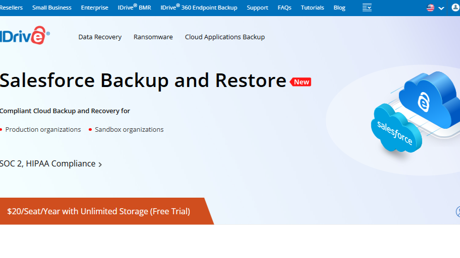 salesforce idrive backup and restore product page