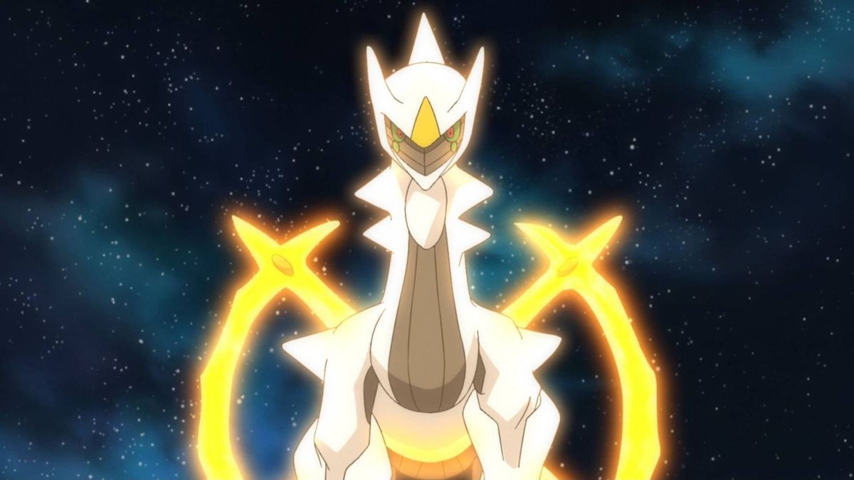 Arceus as seen in the Pokemon anime.